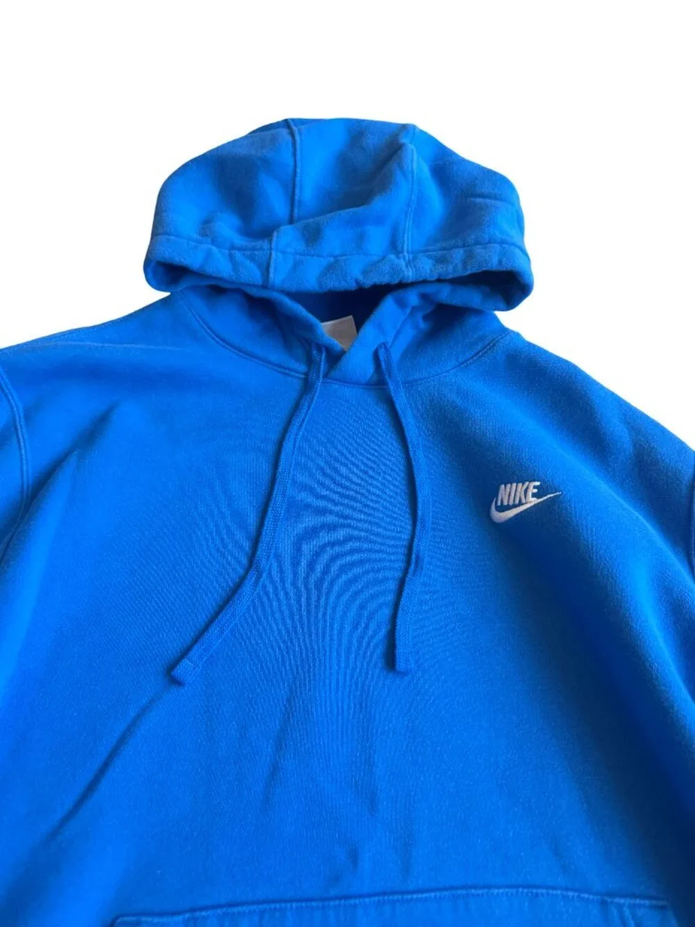 Nike Bright Blue Pullover Hoodie Sweater Hooded Cozy Cotton Size Large Men's